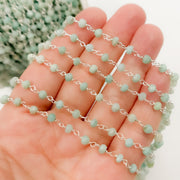 Amazonite White Sterling Silver Wire Chain